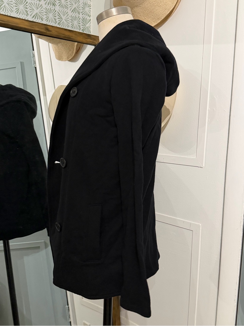 Standard James Perse Black Double Breasted Hoodie Peacoat Medium - Picture 5 of 8
